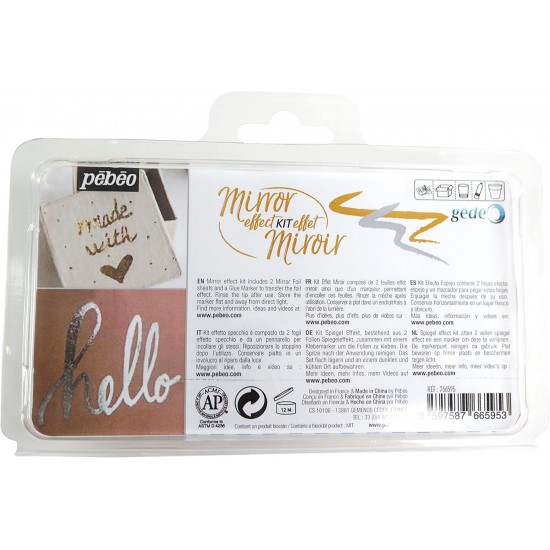Pebeo Gedeo, Mirror Effect Kit, 1.2 mm Gilding Paste Marker + 2 Mirror Effect Sheets
